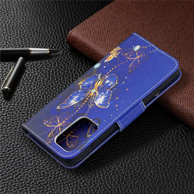 Wallet Stand Design Pattern Printing Folio Flip Leather Phone Shell for Samsung Galaxy A52 4G/5G / A52s 5G - Crystal Butterflies
