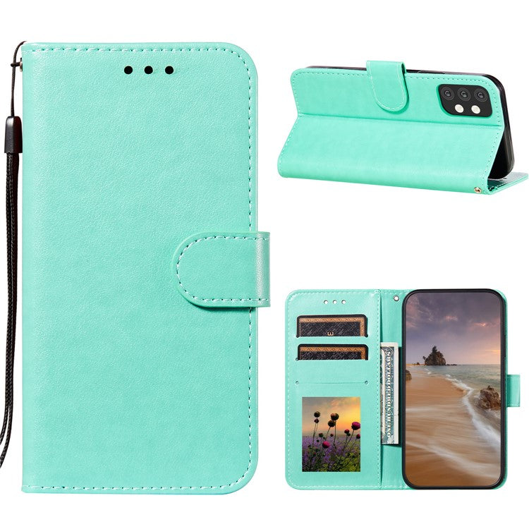 Dual-sided Magnetic Clasp Leather Shell for Samsung Galaxy A32 5G Wallet Stand Case - Green