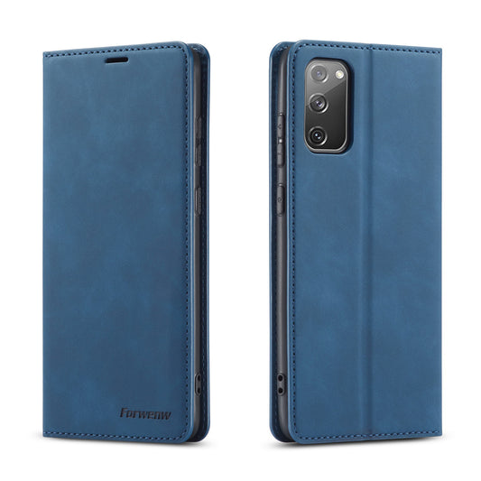FORWENW Fantasy Series Skin Feeling Leather Case for Samsung Galaxy S20 FE 4G/FE 5G/S20 Lite/S20 FE 2022 - Blue