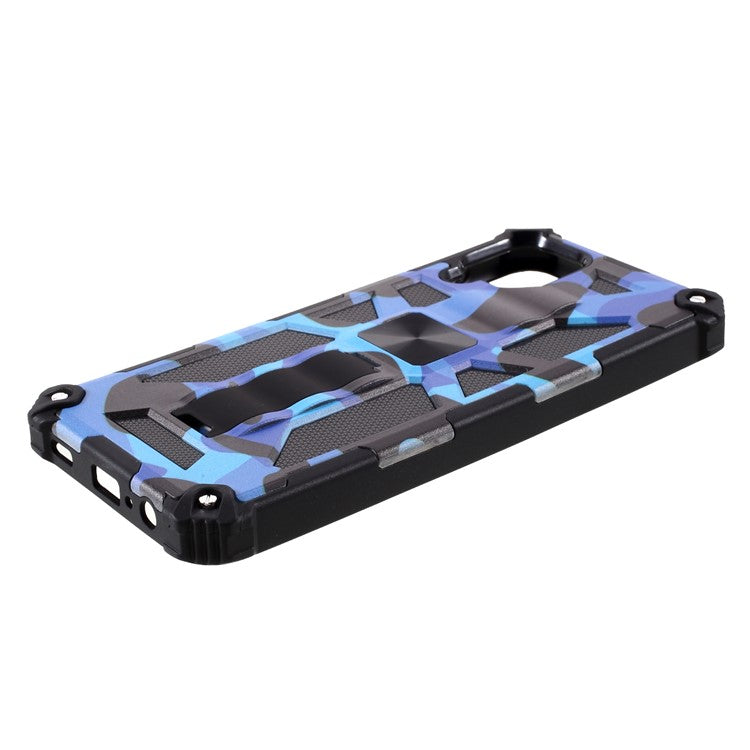 Detachable Camouflage Pattern Protector Kickstand Cover [Built-in Metal Sheet] for Samsung Galaxy A12 - Blue