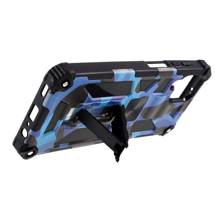 Detachable Camouflage Pattern Protector Kickstand Cover [Built-in Metal Sheet] for Samsung Galaxy A12 - Blue