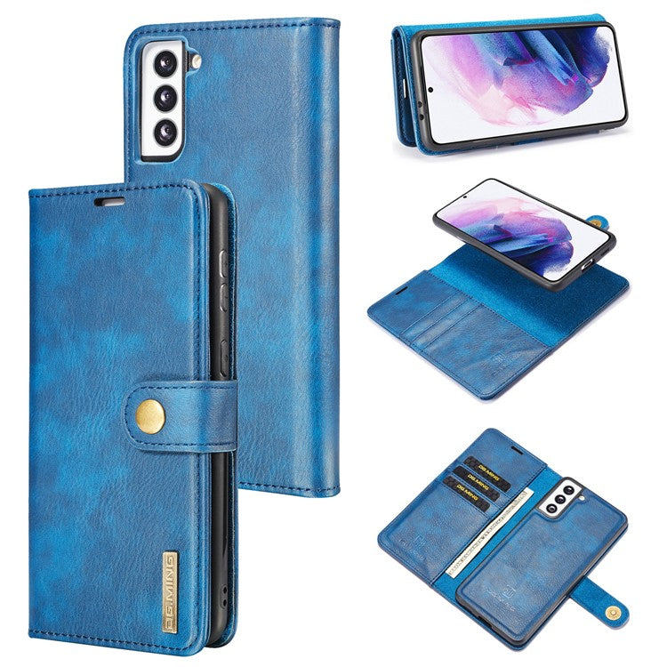 DG.MING For Samsung Galaxy S21+ 5G Detachable 2-in-1 PC Shell Anti-scratch Split Leather Case - Blue