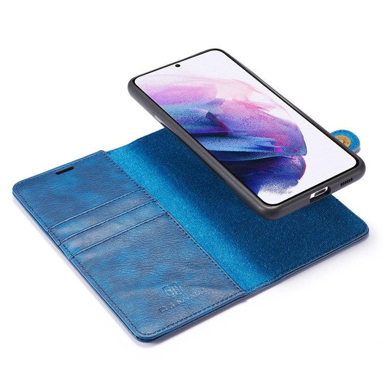 DG.MING For Samsung Galaxy S21+ 5G Detachable 2-in-1 PC Shell Anti-scratch Split Leather Case - Blue