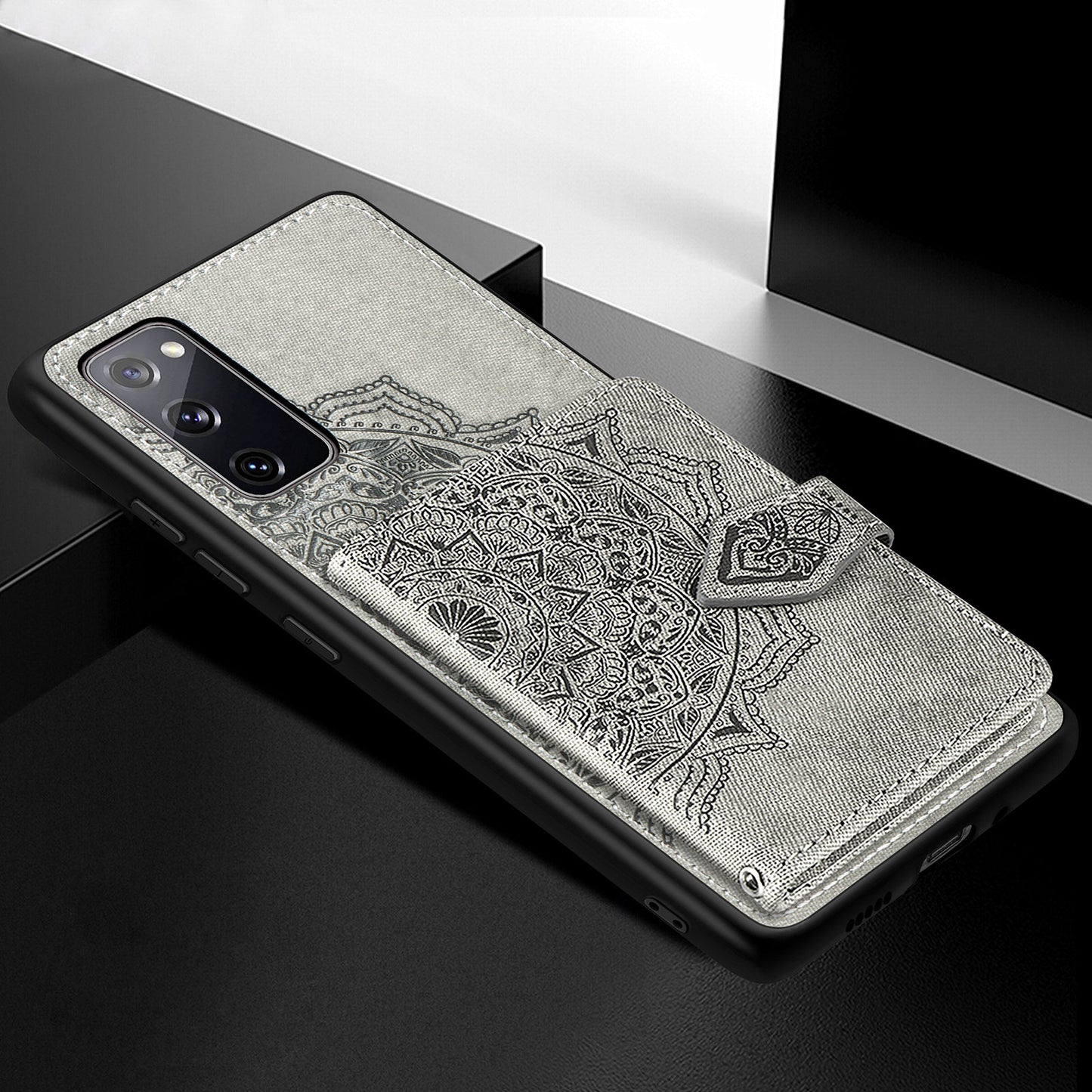 Card Slot Design PU Leather Coated TPU Phone Case with Kickstand and Strap for Samsung Galaxy S20 FE 4G/FE 5G/S20 Lite/S20 FE 2022  - Grey