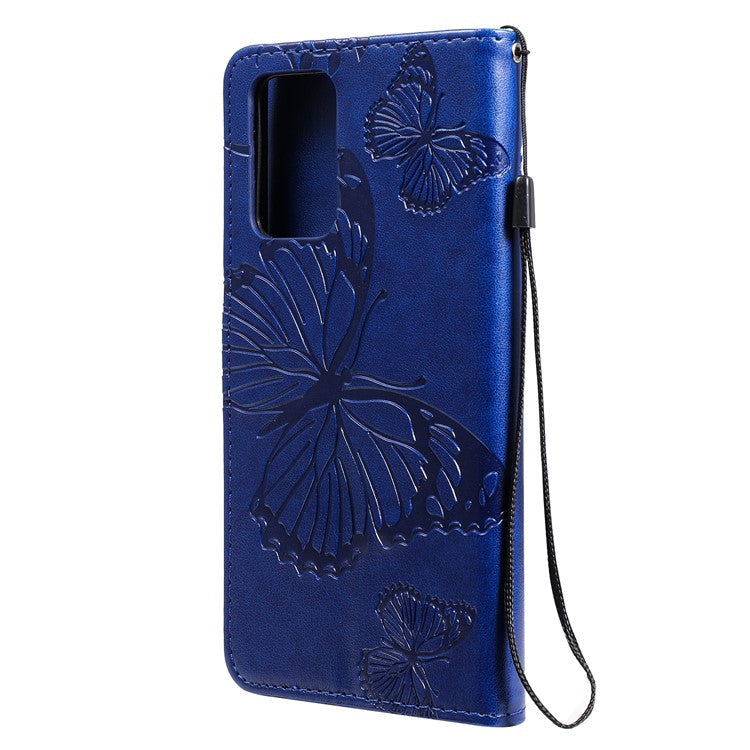 KT Imprinting Flower Series-2 Imprinted Butterflies Flower Leather Wallet Stand Case for Samsung Galaxy A52 4G/5G / A52s 5G - Blue