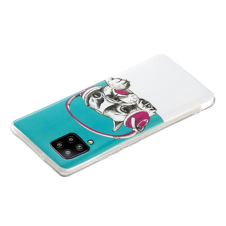 Unique Noctilucent IMD TPU Soft Phone Cover for Samsung Galaxy A12 - Dog With Headphones