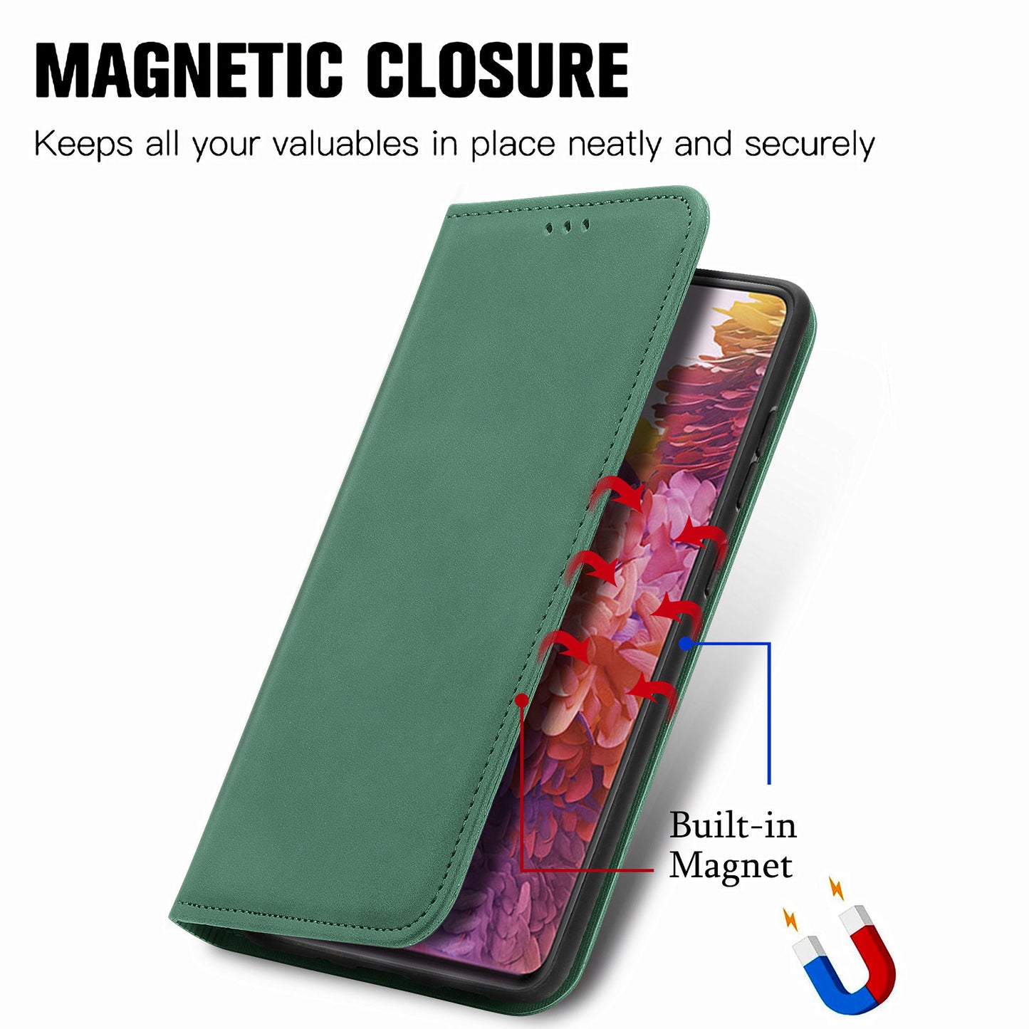 Auto-absorbed Vintage Style Leather Phone Case Cover for Samsung Galaxy S20 FE 4G/FE 5G/S20 Lite/S20 FE 2022  - Green