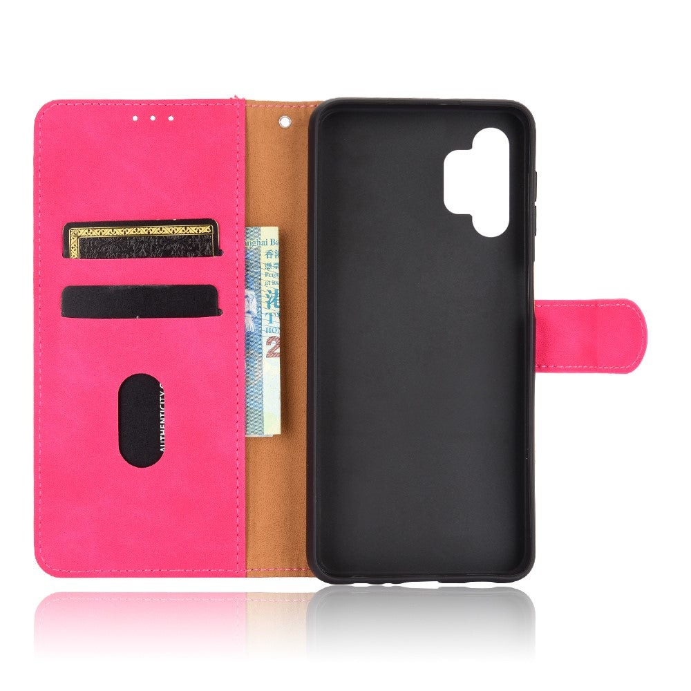 Skin-touch Protective Leather Flip Shell for Samsung Galaxy A32 5G/M32 5G Wallet Stand Cover - Rose
