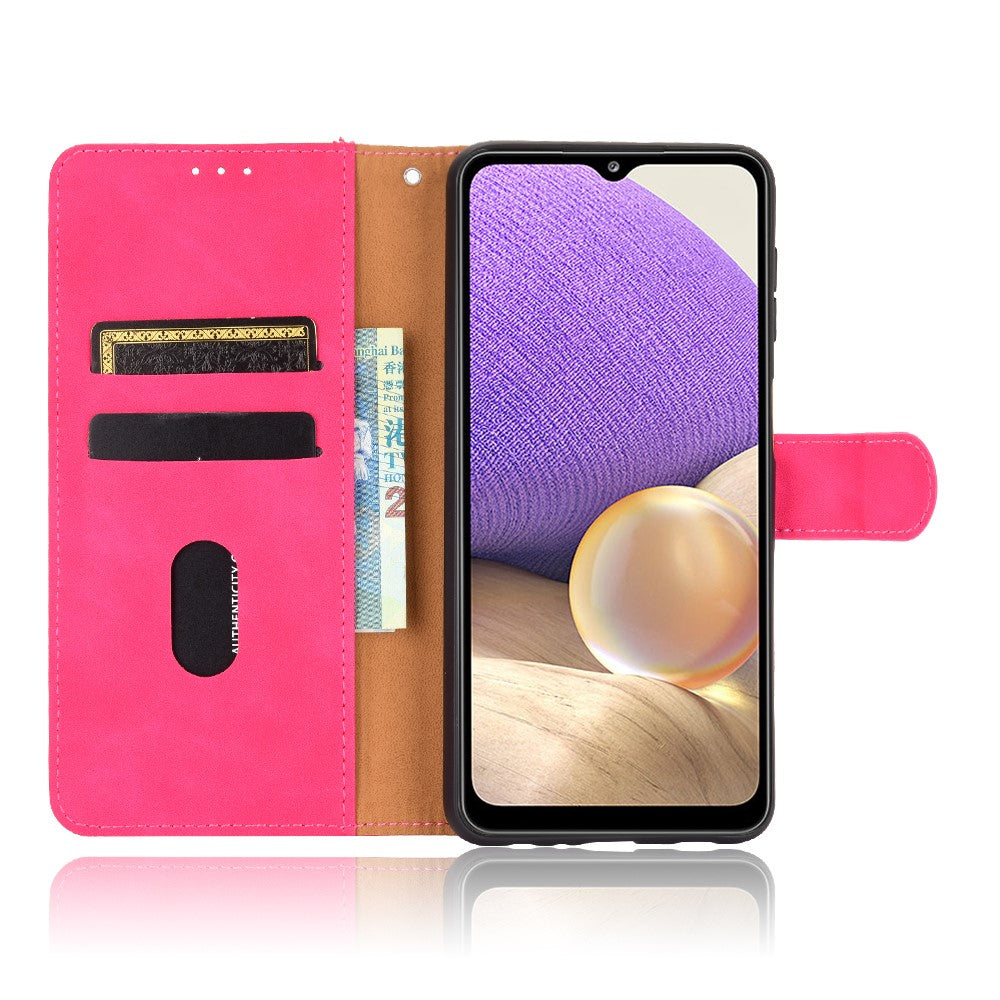 Skin-touch Protective Leather Flip Shell for Samsung Galaxy A32 5G/M32 5G Wallet Stand Cover - Rose