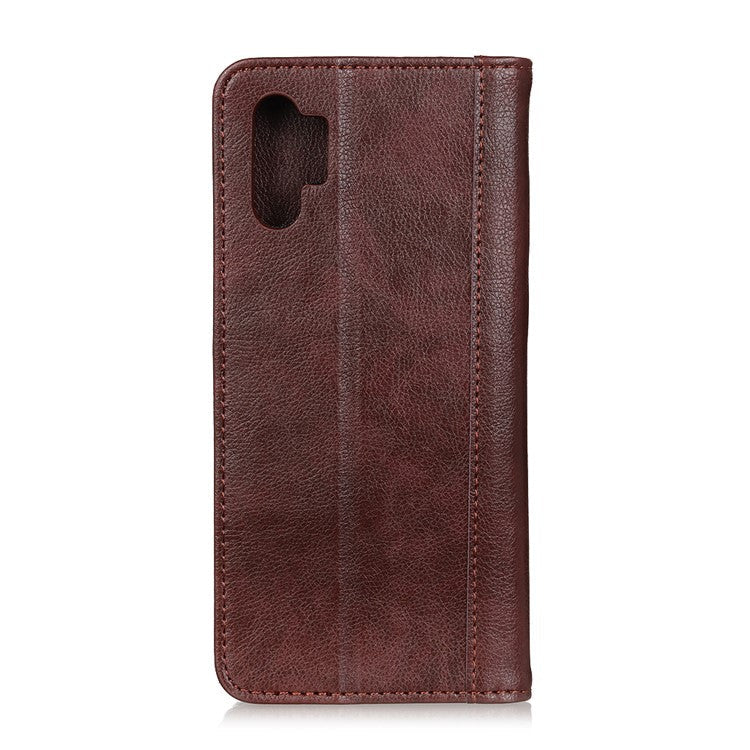 For Samsung Galaxy A32 4G (EU Version) Auto-absorbed Design Litchi Skin Split Leather Case Wallet Cover - Brown