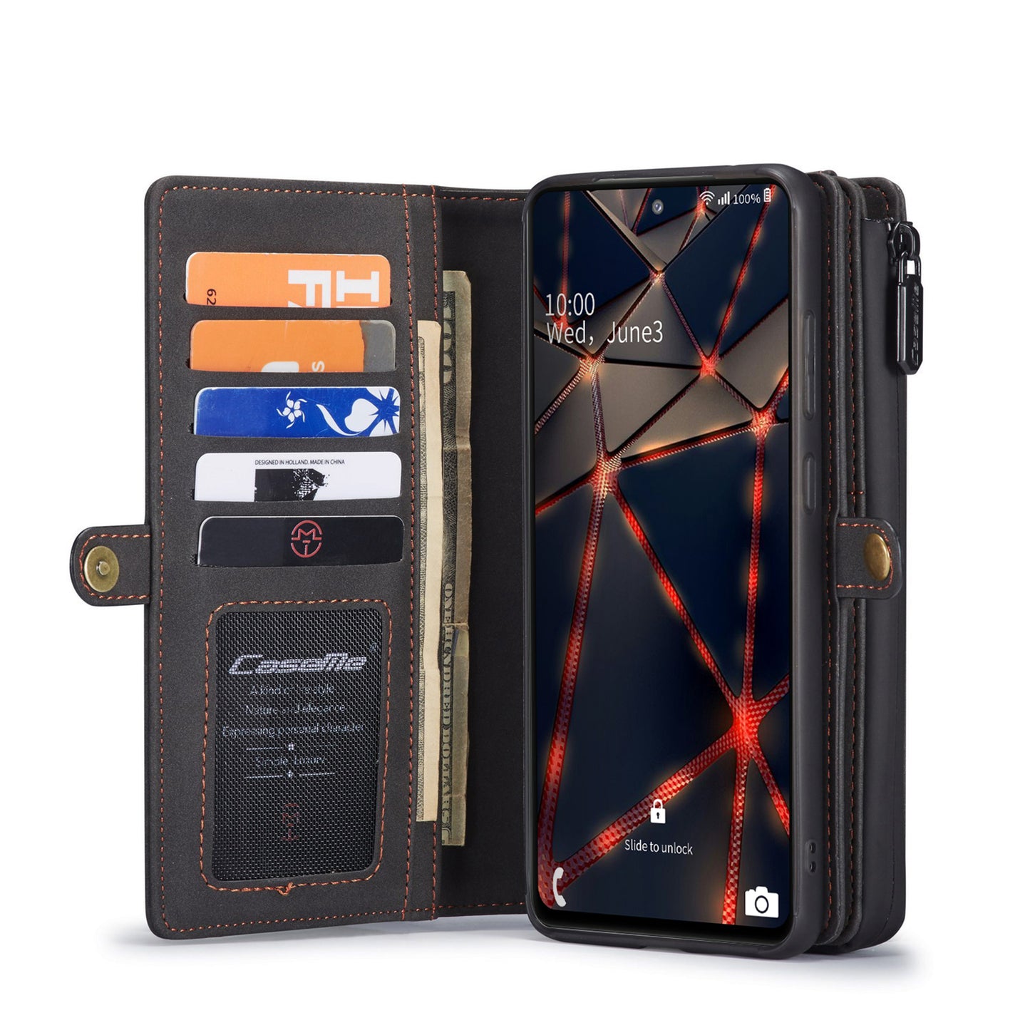 CASEME 018 Series Detachable 2-in-1 Matte Surface Leather Wallet Cover Case for Samsung Galaxy S20 FE/S20 Fan Edition/S20 FE 5G/S20 Fan Edition 5G/S20 Lite/S20 FE 2022 - Black