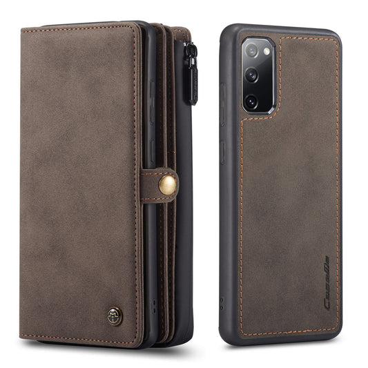 CASEME 018 Series Detachable 2-in-1 Matte Surface Leather Wallet Cover Case for Samsung Galaxy S20 FE/S20 Fan Edition/S20 FE 5G/S20 Fan Edition 5G/S20 Lite/S20 FE 2022 - Brown