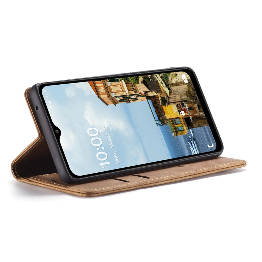 CASEME 013 Series Simple Design Automatic Suction Leather Wallet Case for Samsung Galaxy A32 5G/M32 5G - Brown