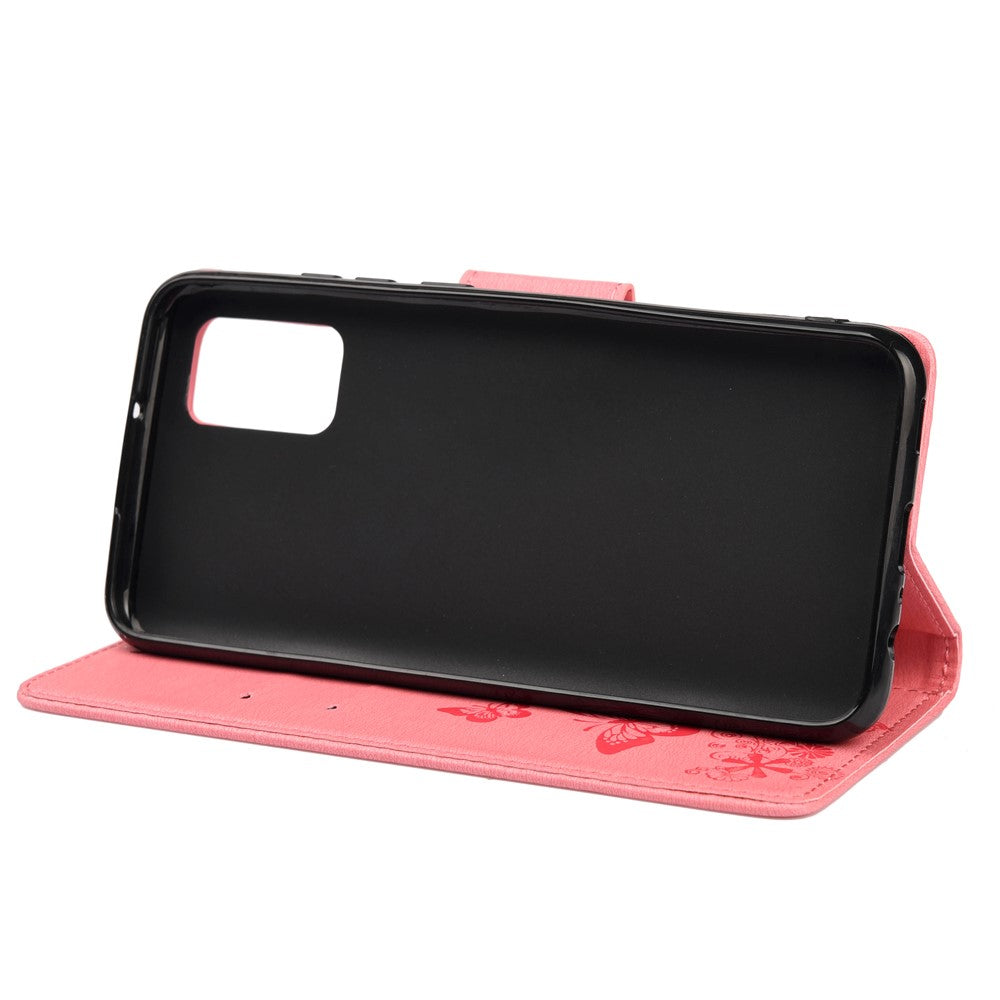 Imprinted Butterflies Flower Leather Wallet Stand Case Shell for Samsung Galaxy A32 5G/M32 5G - Pink