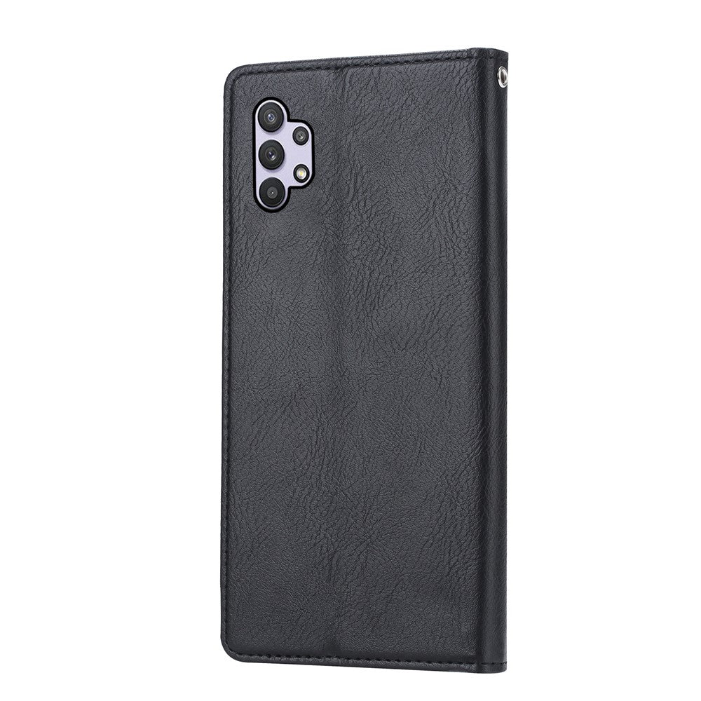 Auto-absorbed Wallet Stand Leather Protector Phone Cover for Samsung Galaxy A32 5G/M32 5G - Black