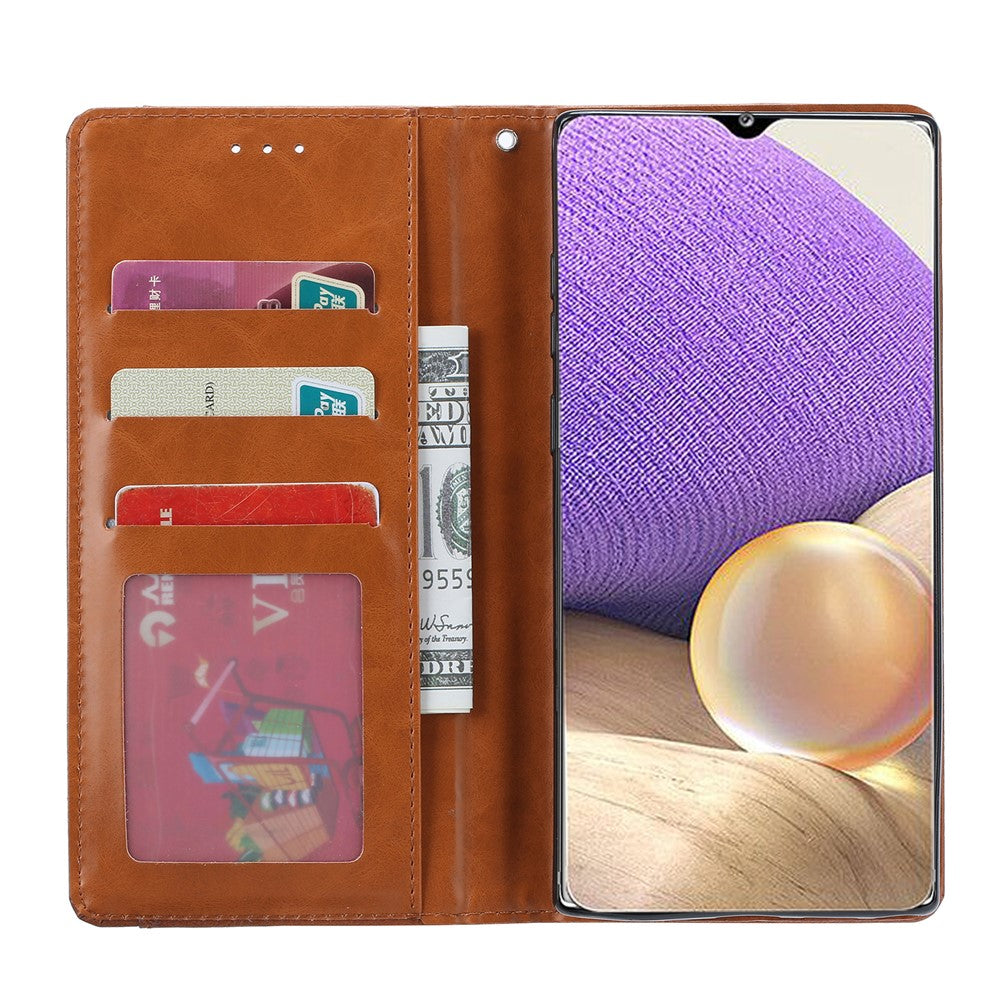 Auto-absorbed Wallet Stand Leather Protector Phone Cover for Samsung Galaxy A32 5G/M32 5G - Black