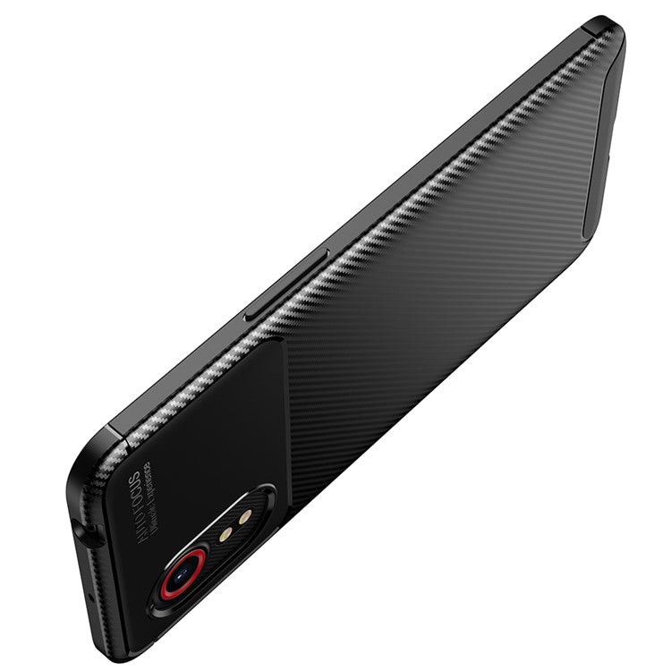 Ultra Slim Carbon Fiber Texture Shock-proof TPU Phone Case for Samsung Galaxy Xcover 5 - Black