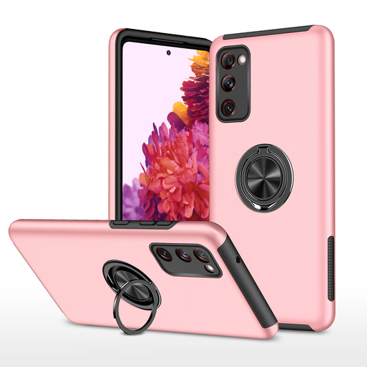 Ring Shape Kickstand Design Shock Absorption Hybrid Phone Case Cover for Samsung Galaxy S20 FE/S20 Fan Edition/S20 FE 5G/S20 Fan Edition 5G/S20 Lite/S20 FE 2022 - Pink
