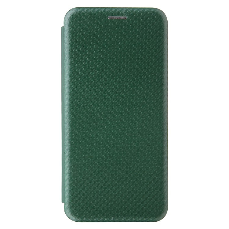 Auto-absorbed Stand Carbon Fiber Texture Leather Shell Cover for Samsung Galaxy A32 4G (EU Version) - Green