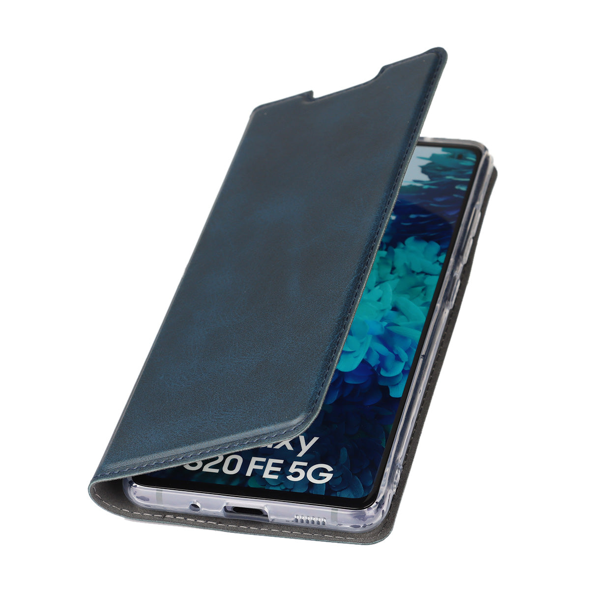 Card Slot Phone Cover Leather Stand Case with Strap for Samsung Galaxy S20 FE/S20 Fan Edition/S20 FE 5G/S20 Fan Edition 5G - Blue
