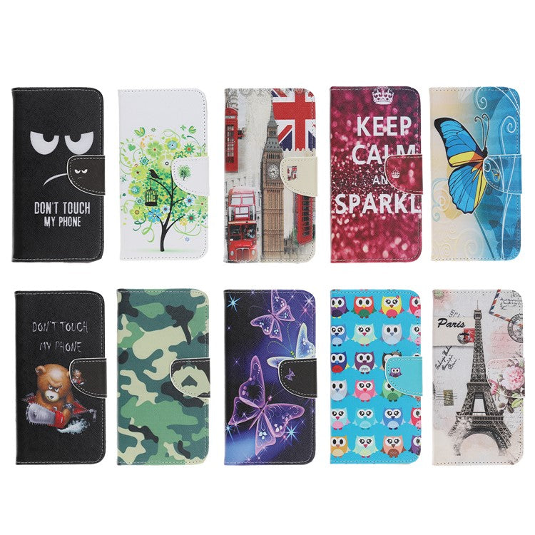 3D Pattern Printing Cross Texture Leather Wallet Stand Case Shell for Samsung Galaxy Xcover 5 - Camouflage