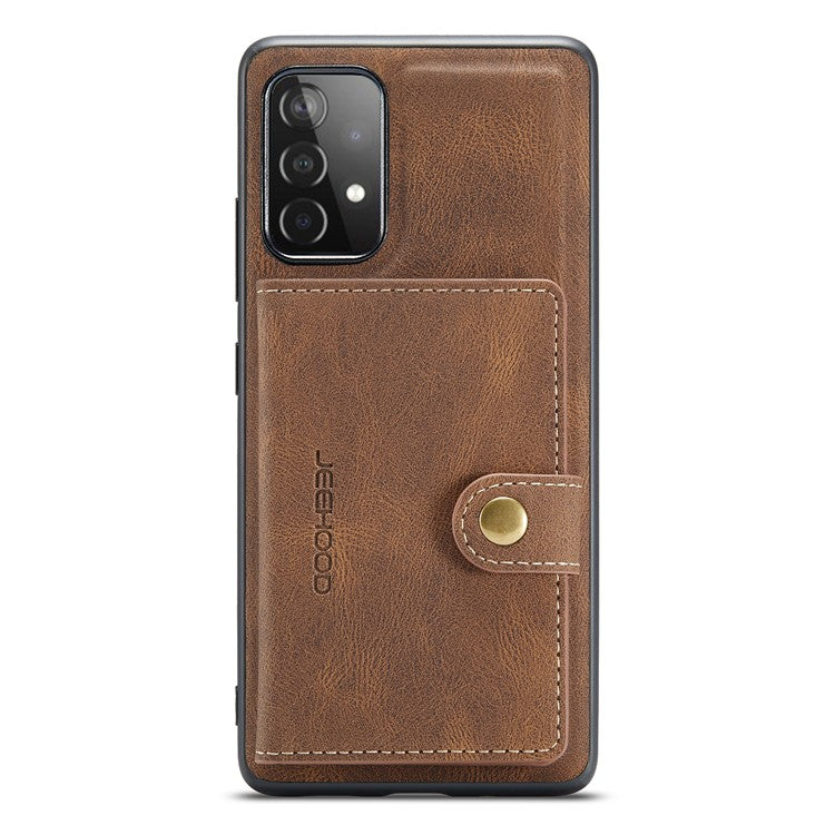 JEEHOOD Detachable 2 in 1 Leather Coated TPU Case with Magnetic Wallet Design for Samsung Galaxy A52 4G/5G / A52s 5G - Brown