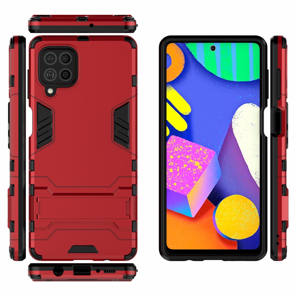 2-in-1 Kickstand PC + TPU Combo Phone Shell for Samsung Galaxy F62 / M62 - Red