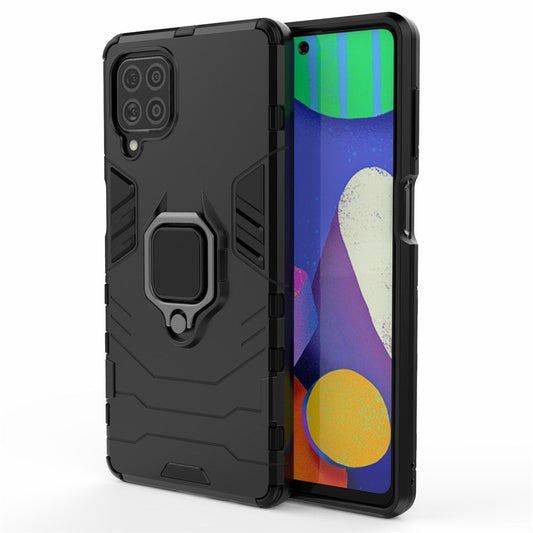 Cool Guard 2-in-1 Ring Holder Kickstand PC TPU Hybrid Case for Samsung Galaxy M62 / Galaxy F62 - Black