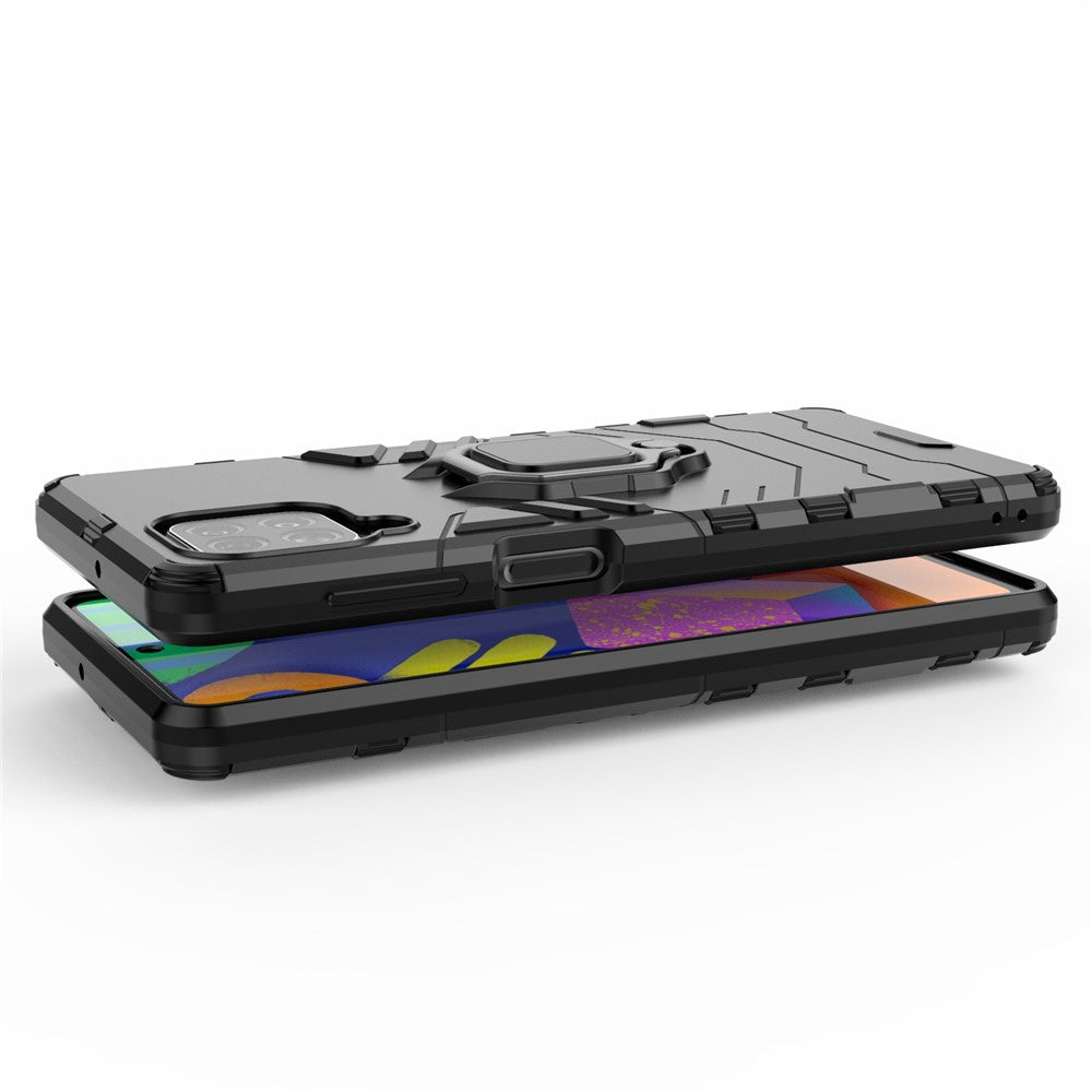 Cool Guard 2-in-1 Ring Holder Kickstand PC TPU Hybrid Case for Samsung Galaxy M62 / Galaxy F62 - Black