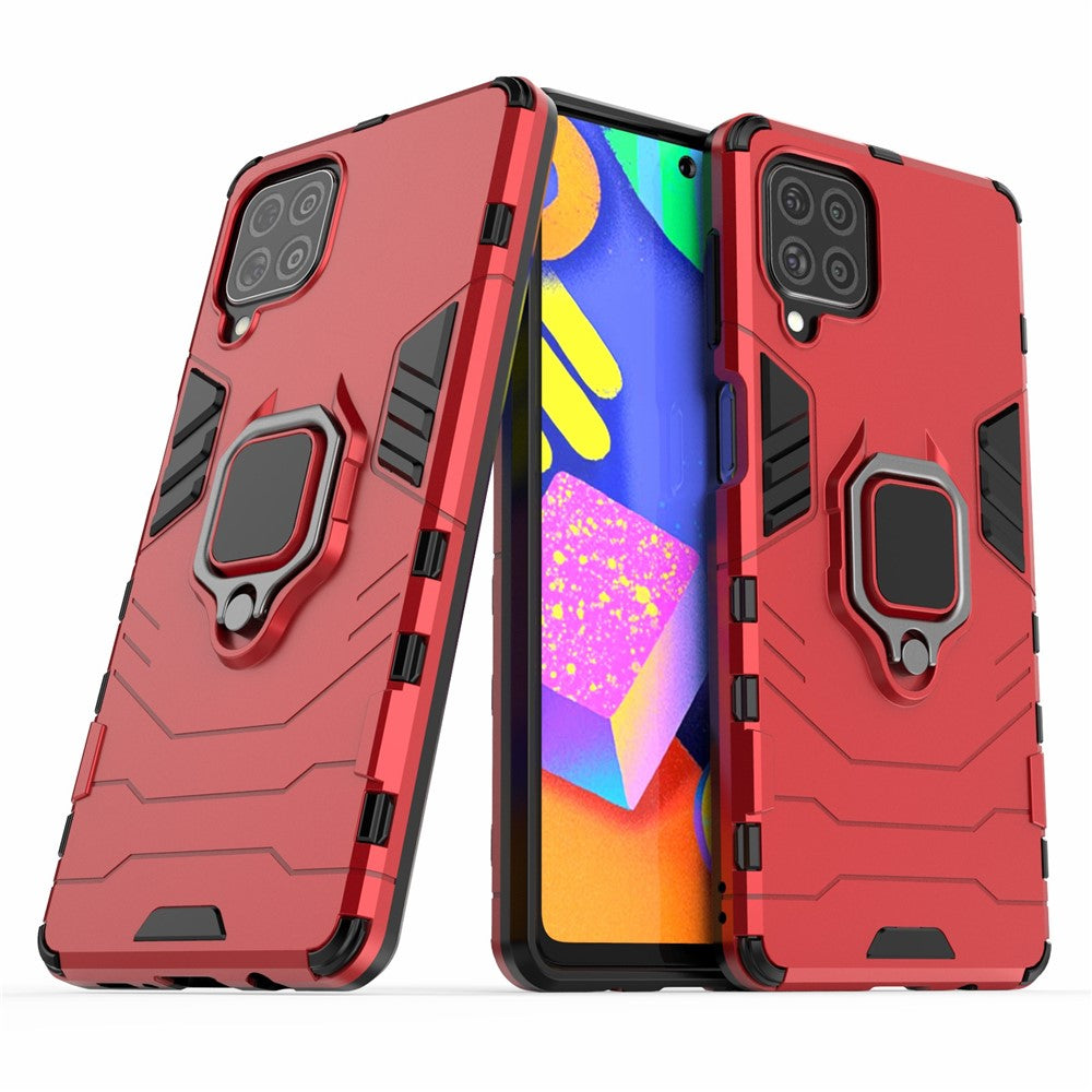 Cool Guard 2-in-1 Ring Holder Kickstand PC TPU Hybrid Case for Samsung Galaxy M62 / Galaxy F62 - Red