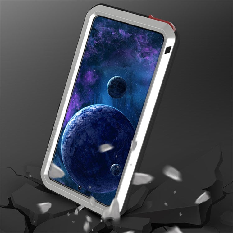 LOVE MEI Shockproof Dropproof Dustproof Powerful Case for Samsung Galaxy A52 4G/5G / A52s 5G [Metal+Silicone+Tempered Glass] - Silver