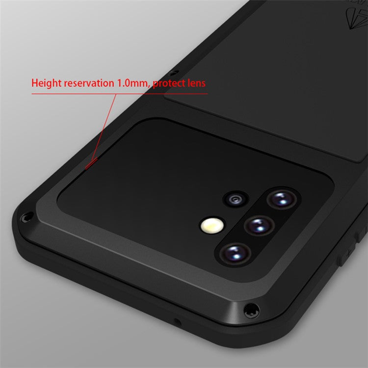LOVE MEI Shockproof Dropproof Dustproof Powerful Case for Samsung Galaxy A52 4G/5G / A52s 5G [Metal+Silicone+Tempered Glass] - Silver