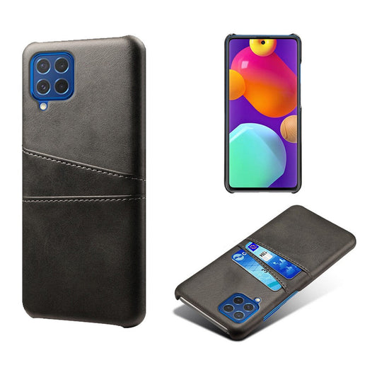 KSQ Double Card Slots PU Leather Coated Plastic Case for Samsung Galaxy M62/F62 - Black
