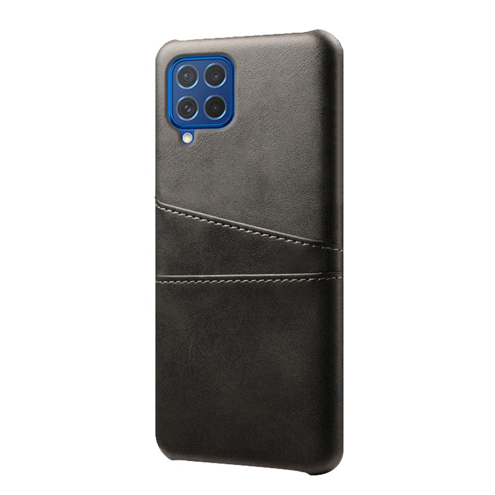 KSQ Double Card Slots PU Leather Coated Plastic Case for Samsung Galaxy M62/F62 - Black