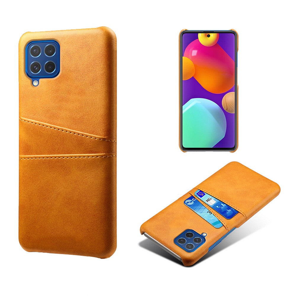 KSQ Double Card Slots PU Leather Coated Plastic Case for Samsung Galaxy M62/F62 - Orange