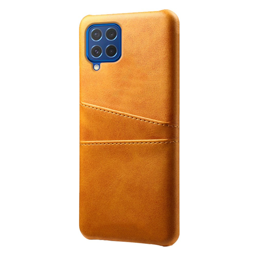 KSQ Double Card Slots PU Leather Coated Plastic Case for Samsung Galaxy M62/F62 - Orange