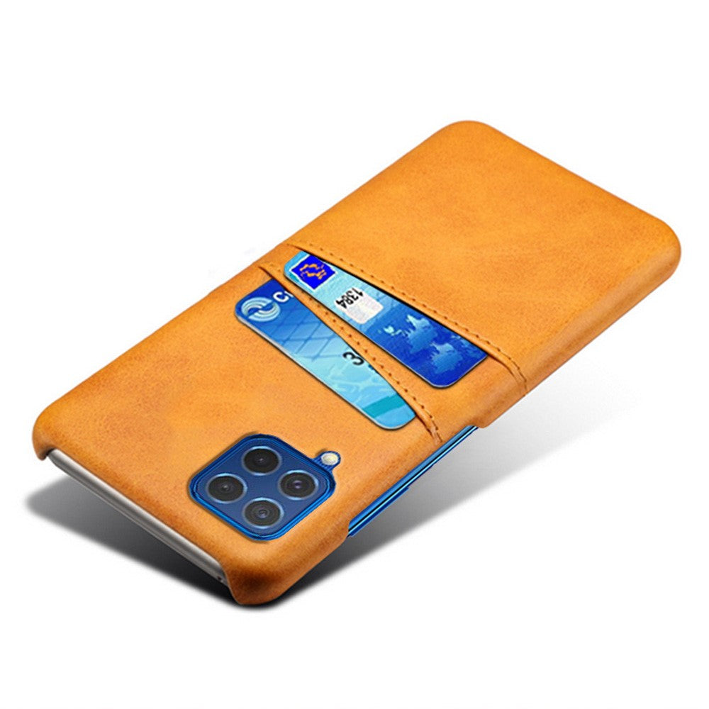 KSQ Double Card Slots PU Leather Coated Plastic Case for Samsung Galaxy M62/F62 - Orange