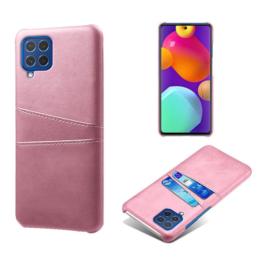 KSQ Double Card Slots PU Leather Coated Plastic Case for Samsung Galaxy M62/F62 - Rose Gold