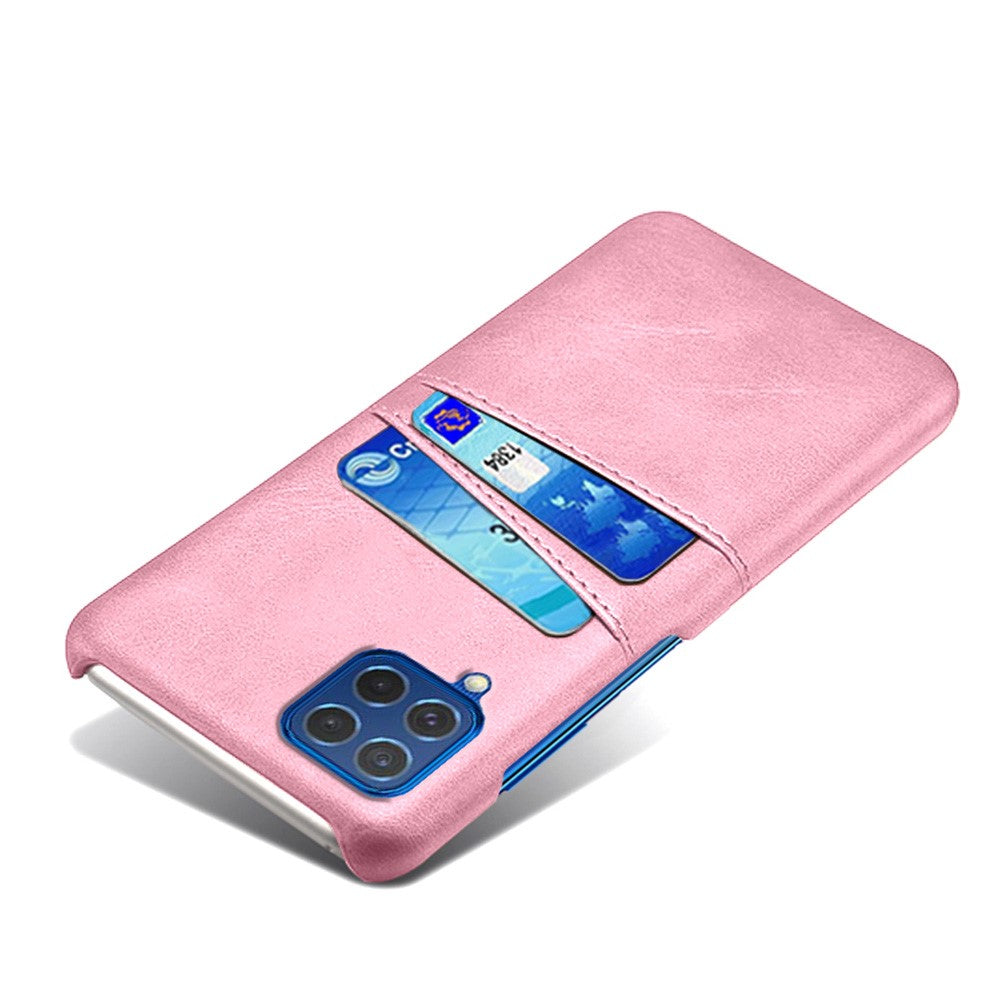 KSQ Double Card Slots PU Leather Coated Plastic Case for Samsung Galaxy M62/F62 - Rose Gold