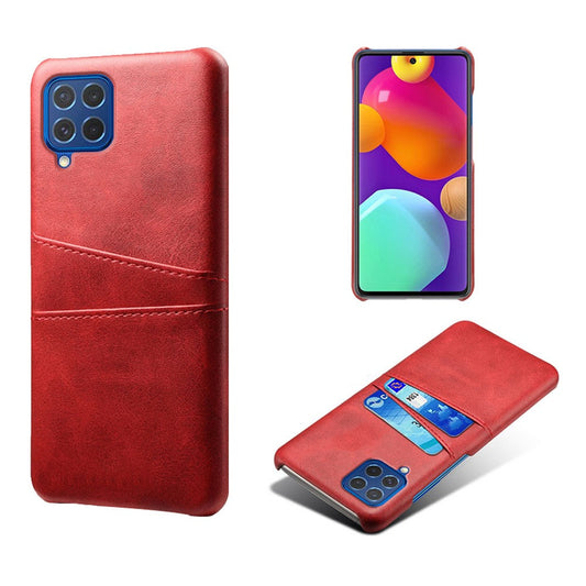 KSQ Double Card Slots PU Leather Coated Plastic Case for Samsung Galaxy M62/F62 - Red