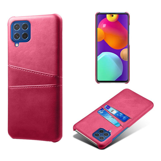 KSQ Double Card Slots PU Leather Coated Plastic Case for Samsung Galaxy M62/F62 - Rose
