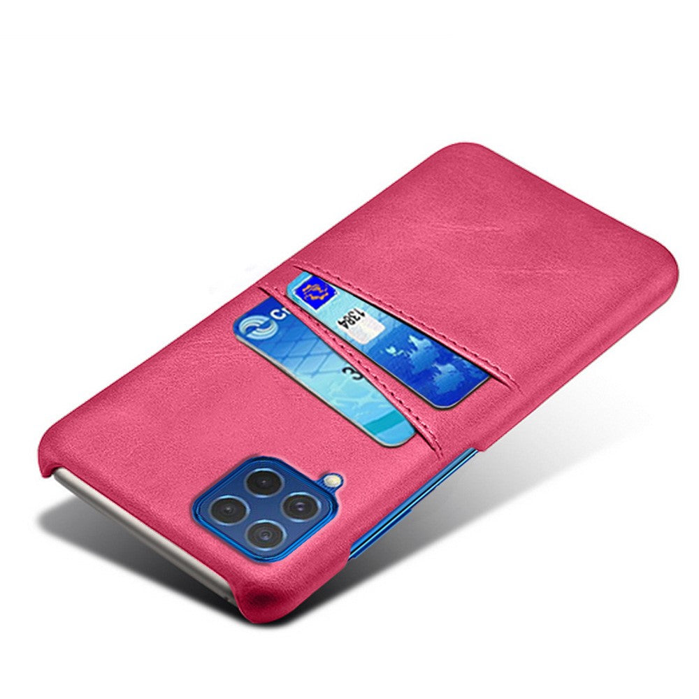 KSQ Double Card Slots PU Leather Coated Plastic Case for Samsung Galaxy M62/F62 - Rose