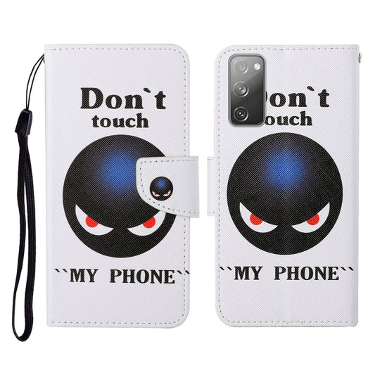 Pattern Printing Wallet Design Phone Cover PU Leather Stand Case with Strap for Samsung Galaxy S20 FE/S20 Fan Edition/S20 FE 5G/S20 Fan Edition 5G/S20 Lite/S20 FE 2022 - Don&#39;t Touch My Phone