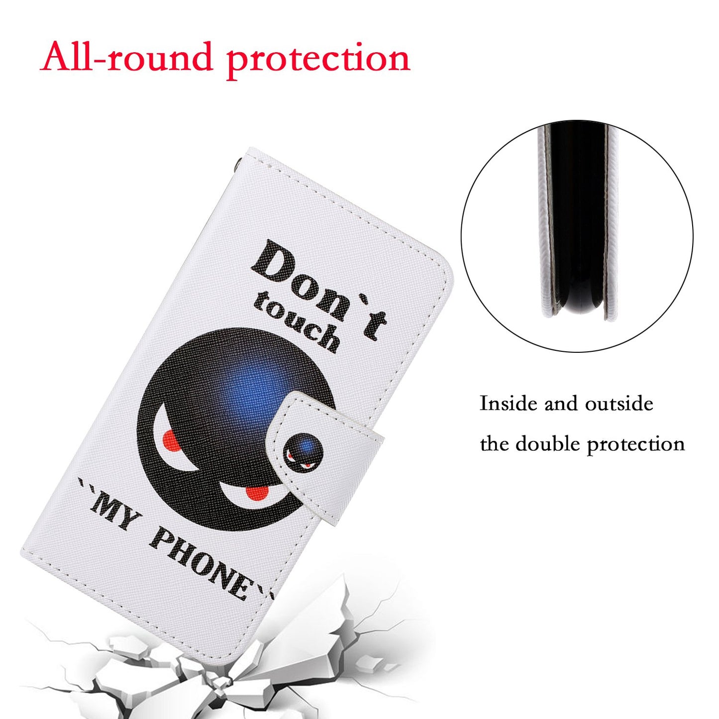 Pattern Printing Wallet Design Phone Cover PU Leather Stand Case with Strap for Samsung Galaxy S20 FE/S20 Fan Edition/S20 FE 5G/S20 Fan Edition 5G/S20 Lite/S20 FE 2022 - Don&#39;t Touch My Phone