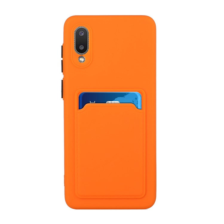 Soft TPU Phone Back Case Cover with Card Holder for Samsung Galaxy M02 / A02 - Orange