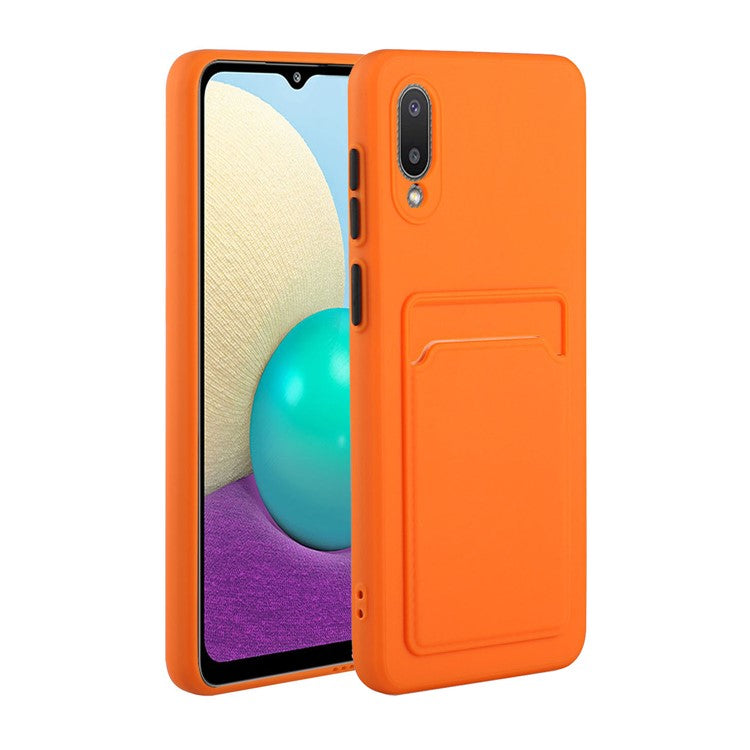 Soft TPU Phone Back Case Cover with Card Holder for Samsung Galaxy M02 / A02 - Orange