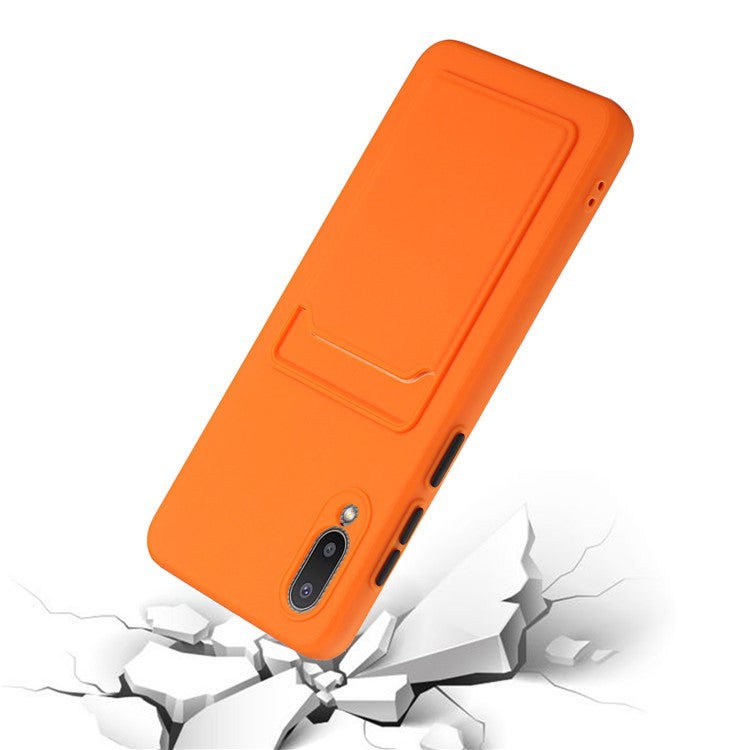Soft TPU Phone Back Case Cover with Card Holder for Samsung Galaxy M02 / A02 - Orange