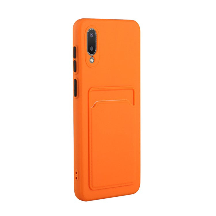 Soft TPU Phone Back Case Cover with Card Holder for Samsung Galaxy M02 / A02 - Orange