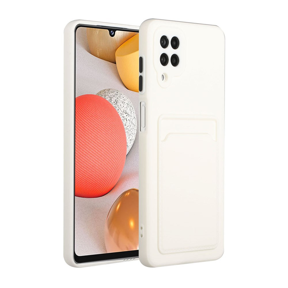 Soft TPU Phone Protection Case Cover with Card Holder for Samsung Galaxy M12 / A12 - White