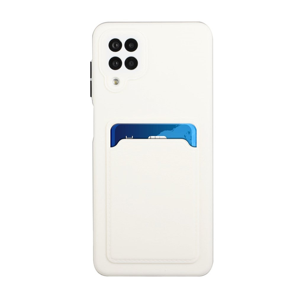 Soft TPU Phone Protection Case Cover with Card Holder for Samsung Galaxy M12 / A12 - White
